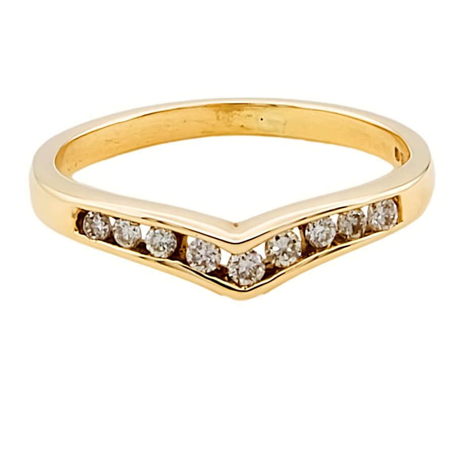 9ct Gold Diamond 0.15cts Wishbone Ring size K